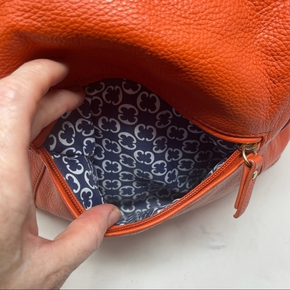 Emma Fox Leather Shoulder Bag – Orange with Blue/White Lining - Picture 7 of 13